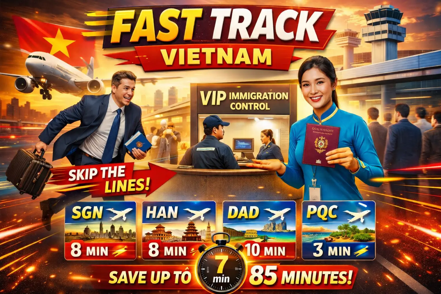 Služba Fast Track na leti&scaron;t&iacute;ch ve Vietnamu